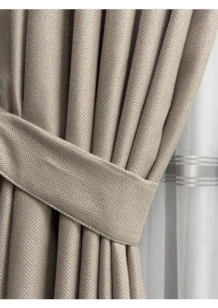 Balık Sırtı Bej Fon Perde 1/3 Sık Pile Fon Perde indirimleri