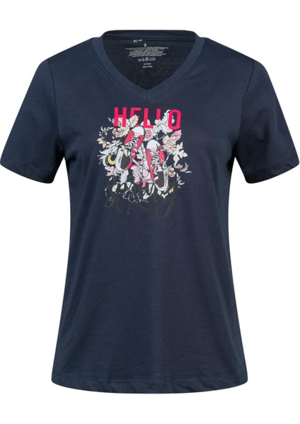 Alone Baskılı V Yaka Kadın T-Shirt 402