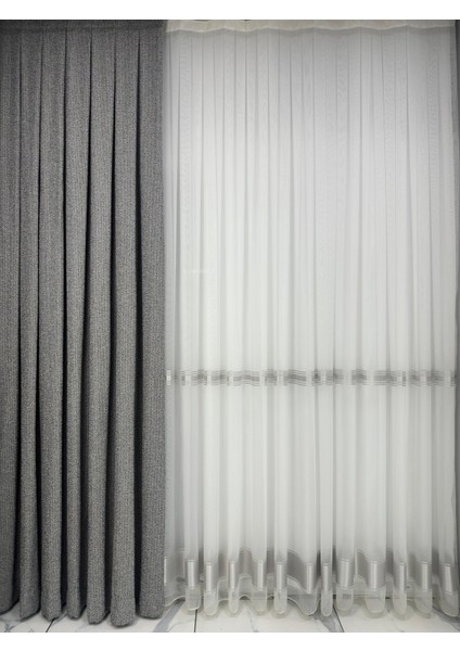 Bohem Kumaş Koyu Gri Fon Perde 1/3 Sık Pile modelleri