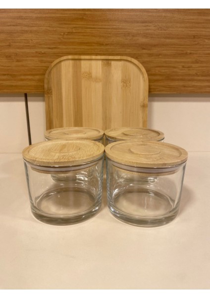 Bambu Kahvaltılık Seti, 4'lü vakumlu kapak ve tepsili, 6-10 parça, bej renkli fırsatları