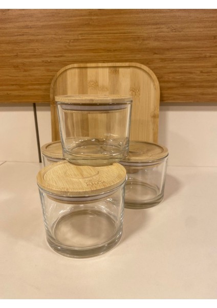Bambu Kahvaltılık Seti, 4'lü vakumlu kapak ve tepsili, 6-10 parça, bej renkli