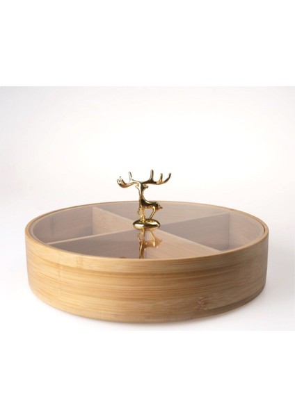 Bambu Yuvarlak Bölmeli Kapaklı Sunumluk, 25x12cm, Şık ve Kullanışlı Mutfak Gereci modelleri