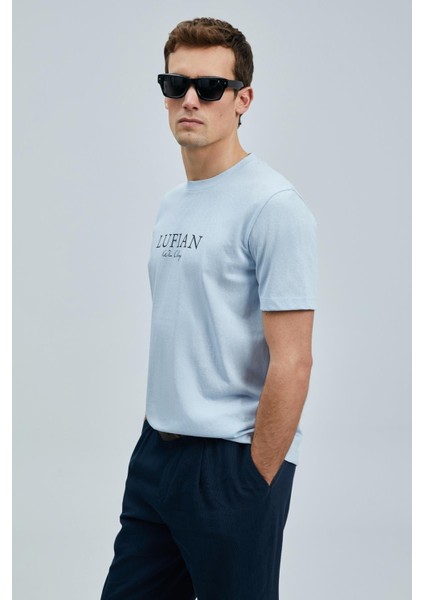 Love Regular Fit Erkek Mavi T-Shirt (111020238)