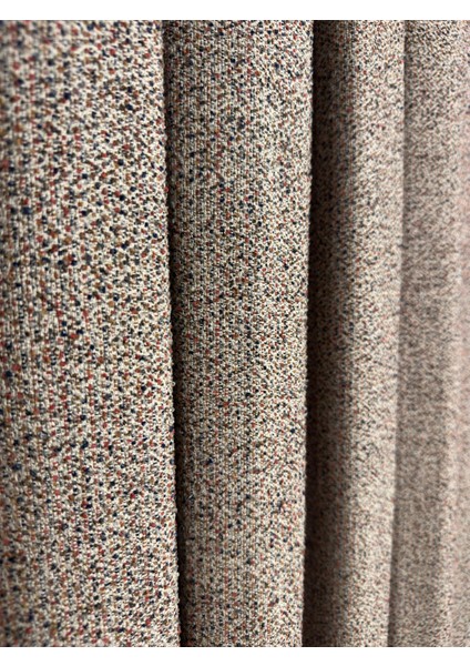 Bohem Kumaş Çok Renkli(Kiremit/lacivert/kahve) Fon Perde 1/3 Sık Pile