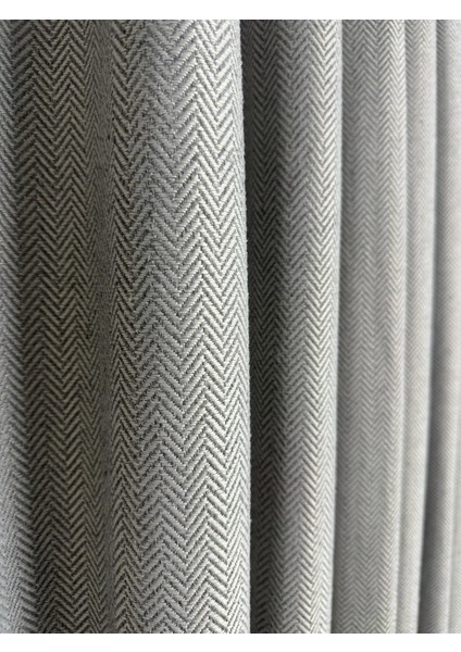 Balık Sırtı Açık Gri Fon Perde 1/3 Sık Pile Fon Perde