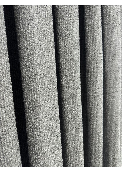 Bohem Kumaş Koyu Gri Fon Perde 1/3 Sık Pile