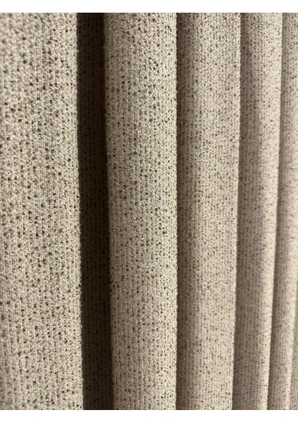 Bohem Kumaş Bej/sütlü Kahve Fon Perde 1/3 Sık Pile