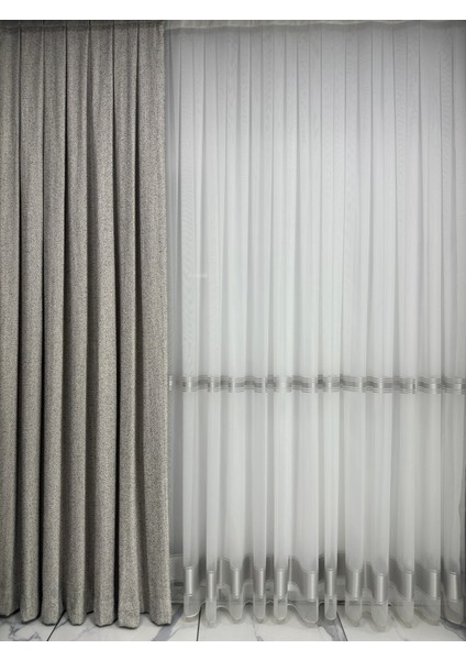 Bohem Kumaş Açık Gri Fon Perde 1/3 Sık Pile modelleri