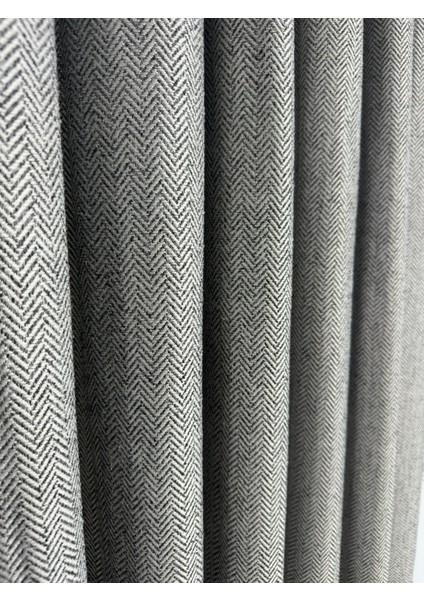 Balık Sırtı Koyu Gri Fon Perde 1/3 Sık Pile Fon Perde