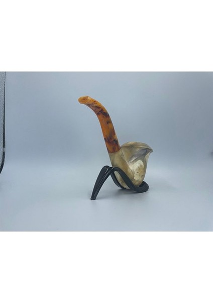 Amber Serenity Lületaşı Pipo – El Yapımı, Kehribar Ağızlık, Koleksiyonluk, Doğal Taş, Filtreli