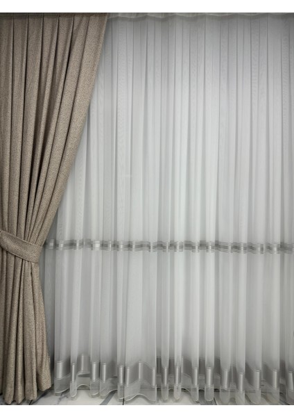 Bohem Kumaş Bej / Sütlü Kahve Fon Perde 1/3 Sık Pile indirimleri