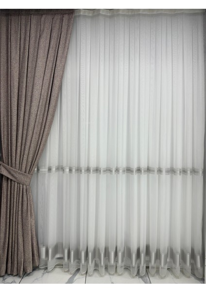 Bohem Kumaş Çok Renkli(Kiremit / Lacivert /Kahve) Fon Perde 1/3 Sık Pile indirimleri