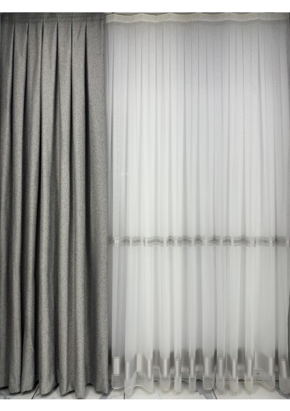 Balık Sırtı Koyu Gri Fon Perde 1/3 Sık Pile Fon Perde fiyatları