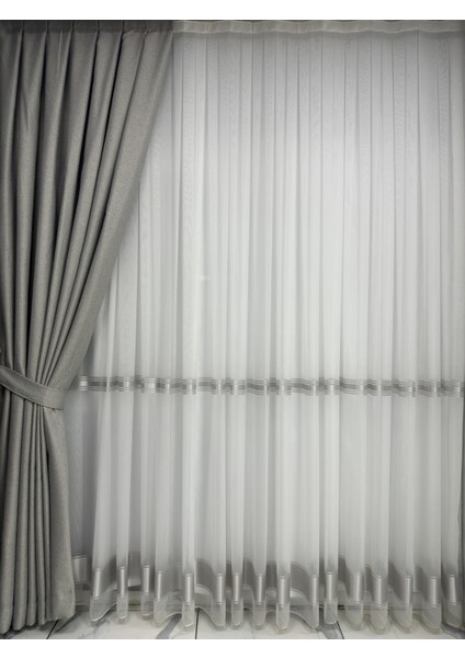 Balık Sırtı Açık Gri Fon Perde 1/3 Sık Pile Fon Perde fırsatları