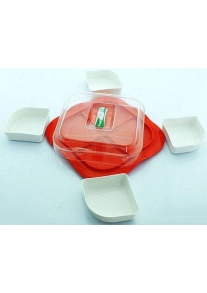 4’lü Ekru Plastik Zeytin ve Peynir Kasesi, Kapaklı, Kahvaltı Seti