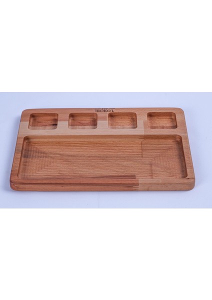 Doğal Ahşap Alt Bölmeli Kahvaltılık ve Sunumluk, 31.5x23x1.8, Kahverengi fırsatları