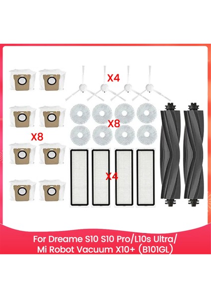 Dreame S10 S10 Pro, L10S Ultra, Mi Robot Vacuum X10+ (B101GL) Vakum Ana Yan Fırça Filtre Paspas Torbaları Için Aksesuar Seti (Yurt Dışından)