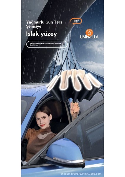 Tam Otomatik Ters Bant Yansıtıcı Şerit 20 Kemik Kalınlaştırılmış Şemsiye (Yurt Dışından)