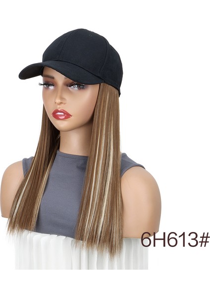 Kadın Beyzbol Şapkası Düz Saç Tek Parça Dekoratif Peruk (Yurt Dışından)