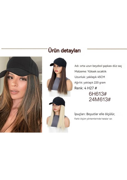 Kadın Beyzbol Şapkası Düz Saç Tek Parça Dekoratif Peruk (Yurt Dışından) fiyatları