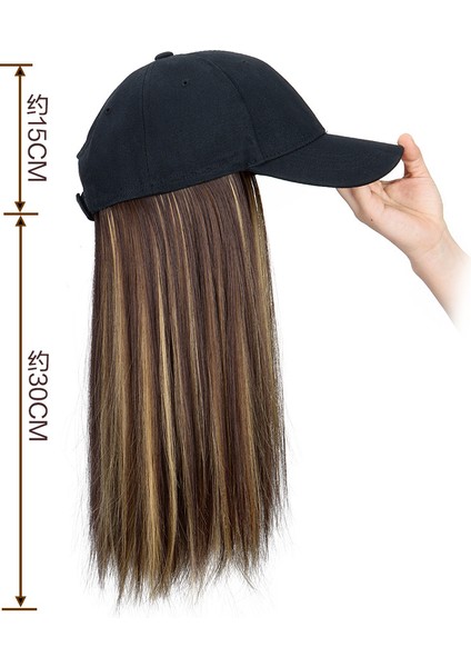Kadın Beyzbol Şapkası Düz Saç Tek Parça Dekoratif Peruk (Yurt Dışından) indirimleri