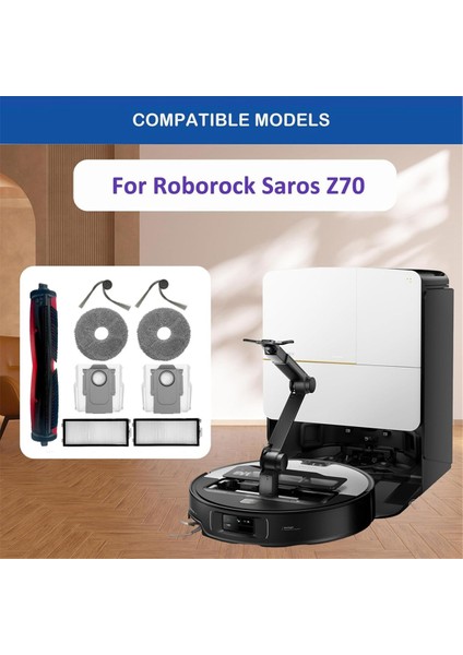 Roborock Saros Z70 / G30 Space Vakum Ataşmanları Silindir Yan Fırça Toz Torbası Filtreleri Paspas Pedleri Için 9 Adet Yedek Parça (Yurt Dışından)