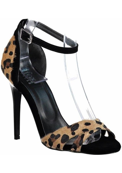 B922113802 Siyah/leopar Süet Ince Topuklu Kadın Ayakkabı modelleri
