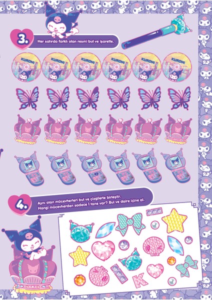 Kuromi - Çıkartmalı Etkinlik Kitabı (Stickerlı Boyama ve Ara-Bul Etkinlikli)