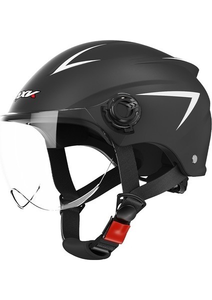 Elektrikli Motosiklet Kaskı Erkek ve Kadın Yarım Kask Her Mevsim-Siyah (Yurt Dışından)