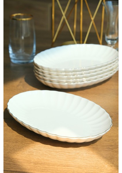Bone Luz Altın File Kayık Tabak 24X17CM BNLZF24KY20 6 Lı
