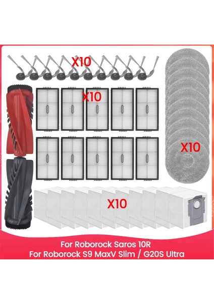 Roborock Saros 10R/ROBOROCK S9 Maxv SLIM/G20S Ultra Yedek Parçalar Fırça Hepa Filtre Paspas Bezi Toz Torbası Yedek Parçalar (Yurt Dışından)