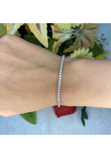 925 Ayar Gümüş Suyolu 2 mm Taşlı Bileklik