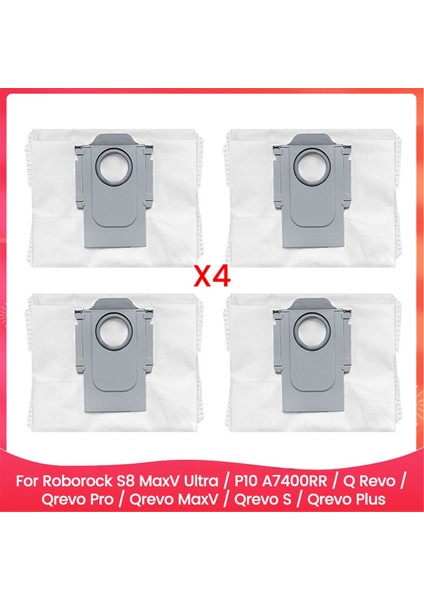 Roborock S8 Maxv ULTRA/P10 A7400RR/Q Revo/qrevo Pro/qrevo Maxv/qrevo S/qrevo Plus Için 4 Adet Toz Torbası Parçaları Değiştirin (Yurt Dışından)