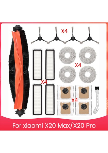 Xiaomi X20 Max, X20 Pro Elektrikli Süpürge Yedek Parçası Ana Yan Fırça Paspas Toz Torbaları Için Aksesuar Seti (Yurt Dışından)