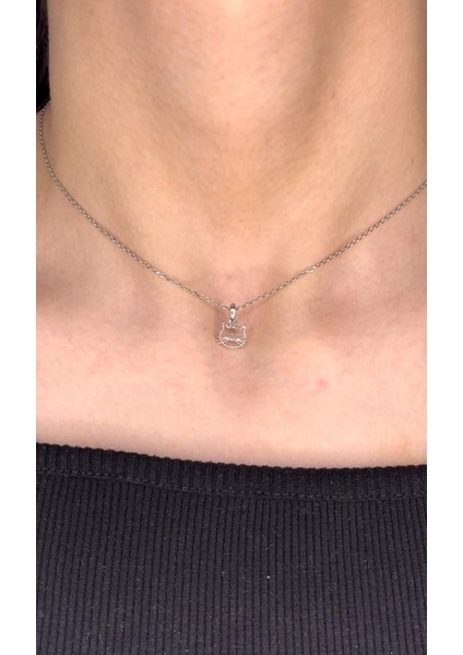 925 Ayar Gümüş Kedi Figürlü(Kolye,bileklik,küpe) Set