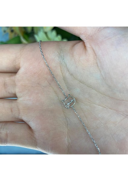 925 Ayar Gümüş Kedi Figürlü(Kolye,bileklik,küpe) Set modelleri