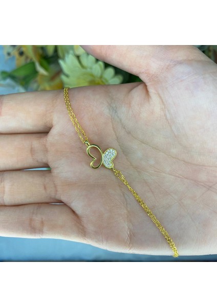925 Ayar Gümüş Kelebek Altın Kaplama Bileklik