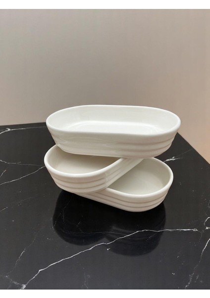 Beyaz 3'lü Seramik Kahvaltılık ve Meze Tabağı Seti, şık ve kullanışlı tasarım modelleri