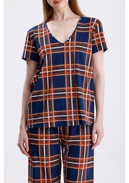 Kadın Kısa Kollu Örme Süprem Desenli Pijama Takımı Yumuşak, Nefes Alabilir Ev Giyim Seti fiyatları