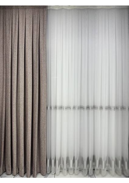 Bohem Kumaş Çok Renkli(Kiremit / Lacivert /Kahve) Fon Perde 1/3 Sık Pile modelleri