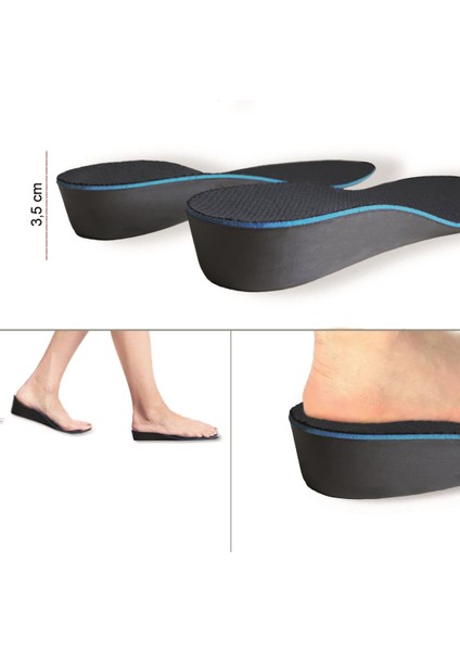 Bu01 - 3,5 Cm Boy Uzatıcı | Gizli Topuk Yükseltici, Yastıklamalı Boy Uzatma İç Tabanlık