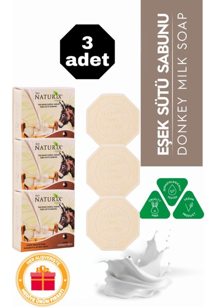 Eşek Sütü Özlü Taş Sabun 3'lü Eko Paket Nemlendirici Bakım - 3X125 gr