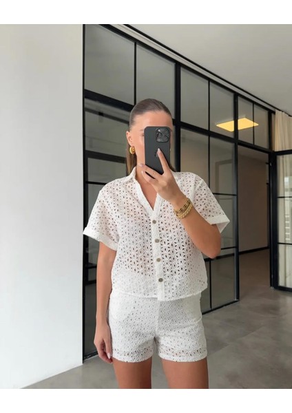 Flowfashion Şortlu Güpürlü Takım