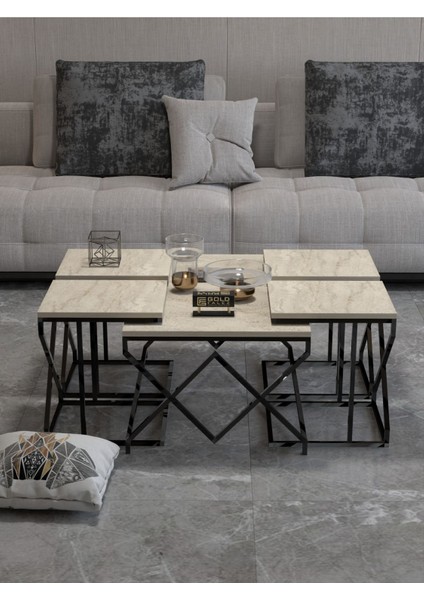 Orta Sehpa ve Zigon Sehpa V Lüx 5'li Set Traverten fiyatları