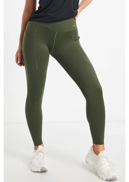 Go Firm Support High Rise Full Length Kadın 6 Cepli Lazer Kesim Antreman Taytı Haki