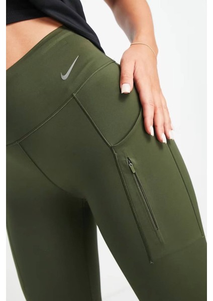 Go Firm Support High Rise Full Length Kadın 6 Cepli Lazer Kesim Antreman Taytı Haki modelleri