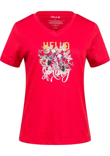 Alone Baskılı V Yaka Kadın T-Shirt 402