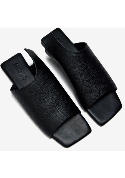 Siyah Gerçek Deri Kadın Terlik modelleri