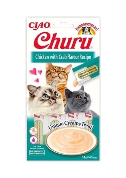 Ciao Churu Cream Tavuklu ve Yengeçli Sıvı Kedi Ödül Maması