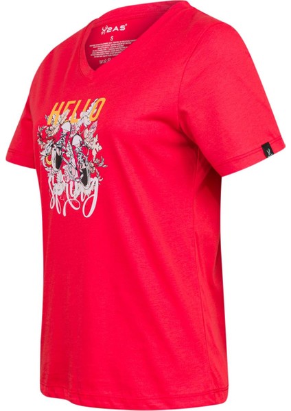 Alone Baskılı V Yaka Kadın T-Shirt 402